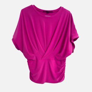 Cynthia Steffe Bright Fuschia Ruched Dolman Short Sleeve Womens Top Size Small